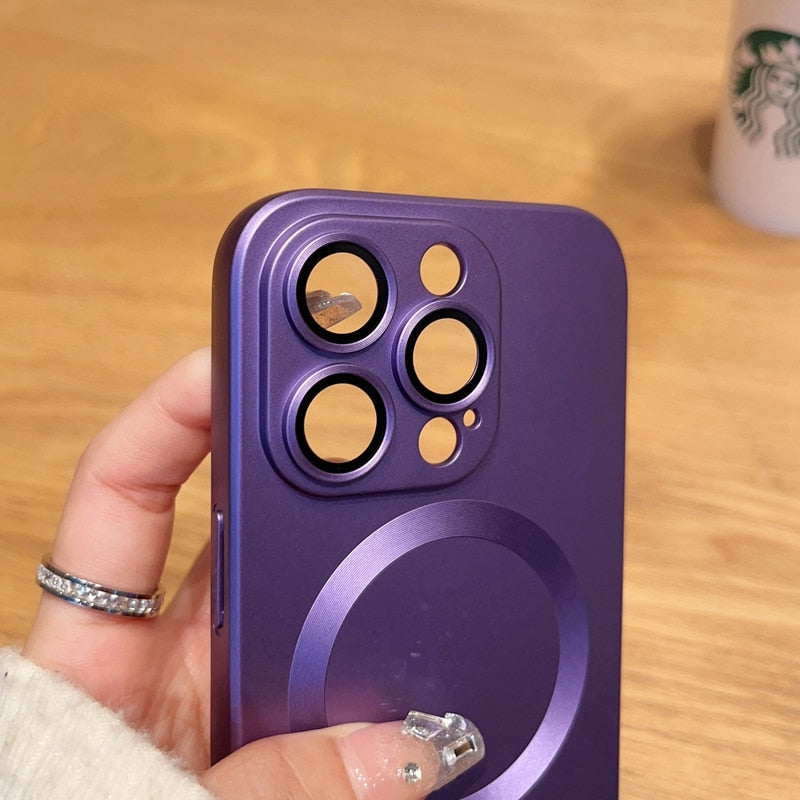 Luxury For Magsafe Magnetic Wireless Charging Matte Case for iPhone 14 13 12 11 Pro Max Plus Silicone Lens Shockproof Cover