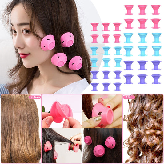 2/10/20pcs Soft Rubber Silicone Heatless Hair Curler Twist Hair Rollers Clips Don&#39;t Hurt Hair Curls Styling Tools DIY Girl Lady
