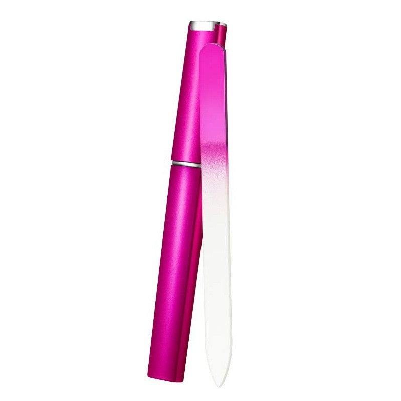 Premium Glass Nail File With Case, Crystal Nail File, Professional Salon Manicure Tool For Natural Nails Available On Both Sides