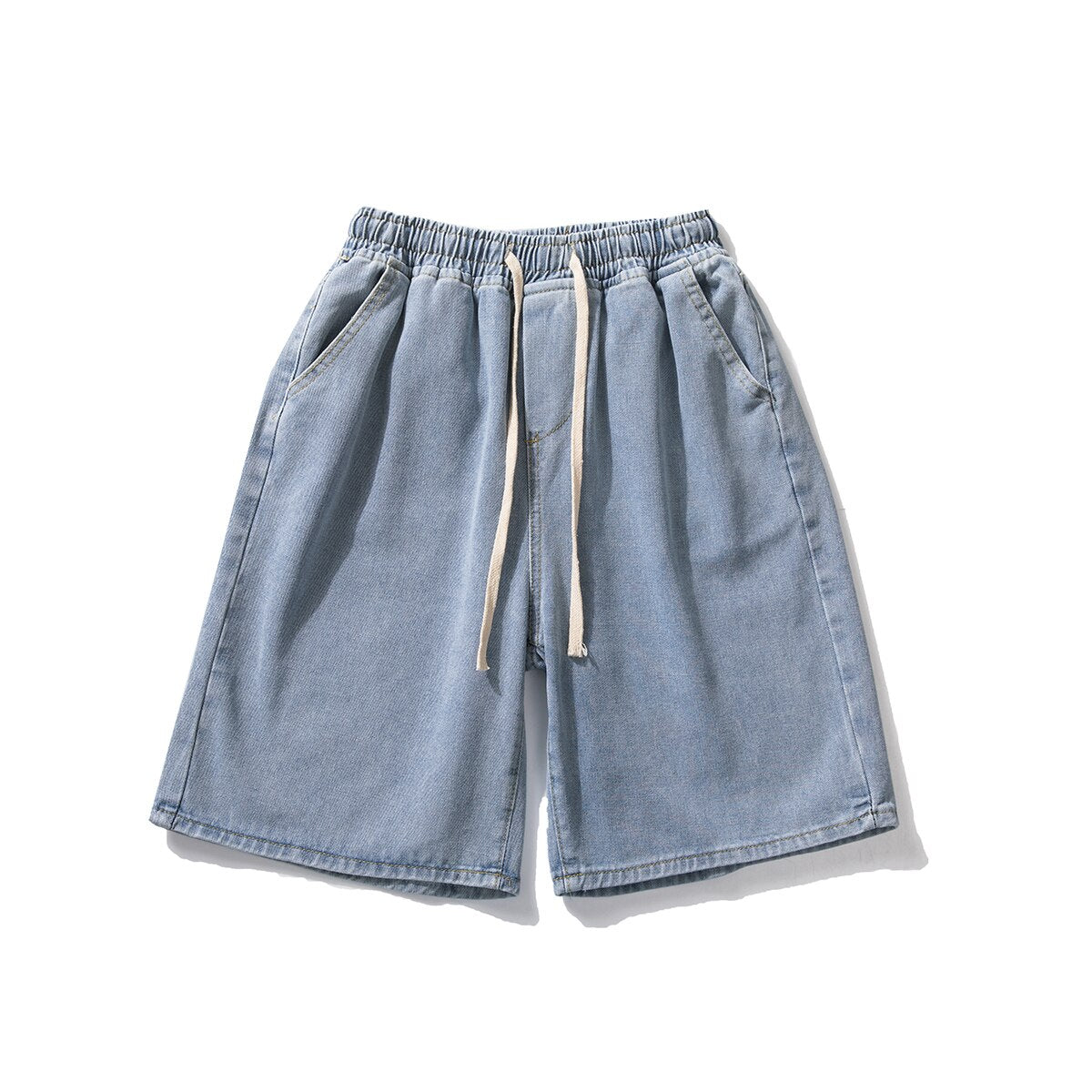 Men&#39;s Denim Shorts 2023 Summer New Korean Street Loose Straight Leg Wide Leg Shorts Retro Baggy Casual Shorts Black White Blue