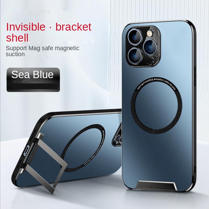 For iPhone 14 Pro Max Phone Case Metal Invisible Bracket Stand Back Cover For iPhone 13 Pro Max 14 Plus Magsafe Magnetic Case