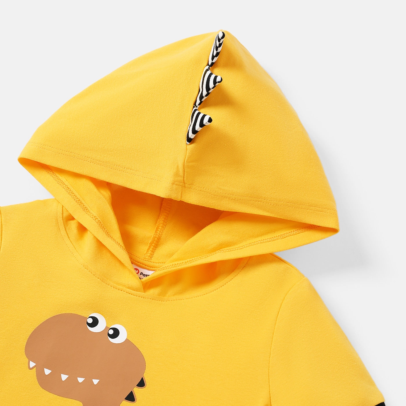 PatPat 2pcs Toddler Boy Dinosaur Print Striped Hooded Short-sleeve Cotton Tee and Shorts Set