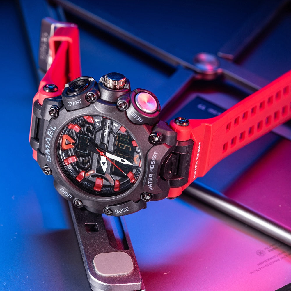 SMAEL Youth Fashion LED Digital Watch Men Alarm Shockproof Dual Wristwatches Chrono Waterproof Big Clock Mens Watches Cool Hour