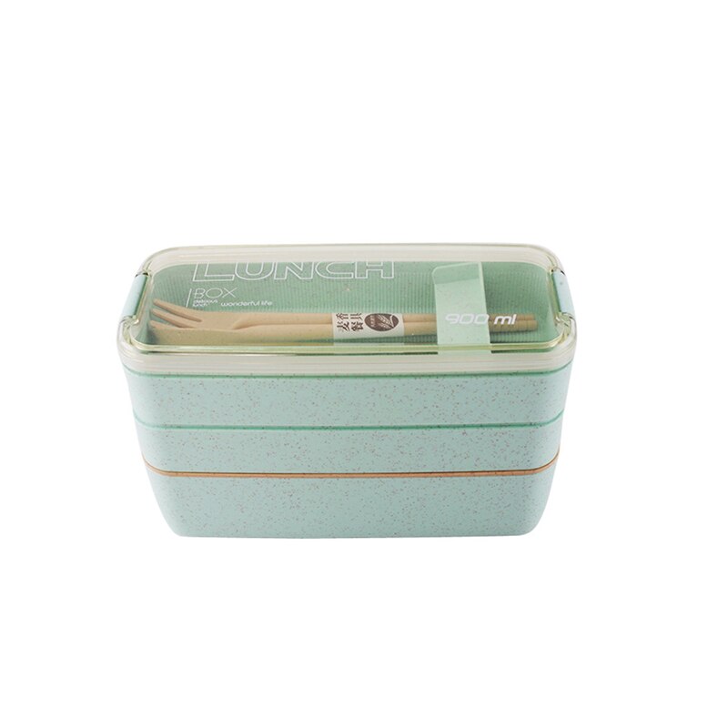Kitchen Microwave Lunch Box Wheat Straw Healthy Material 3 Layer Japanese Bento Box Food Container Kids School Office Dinnerware