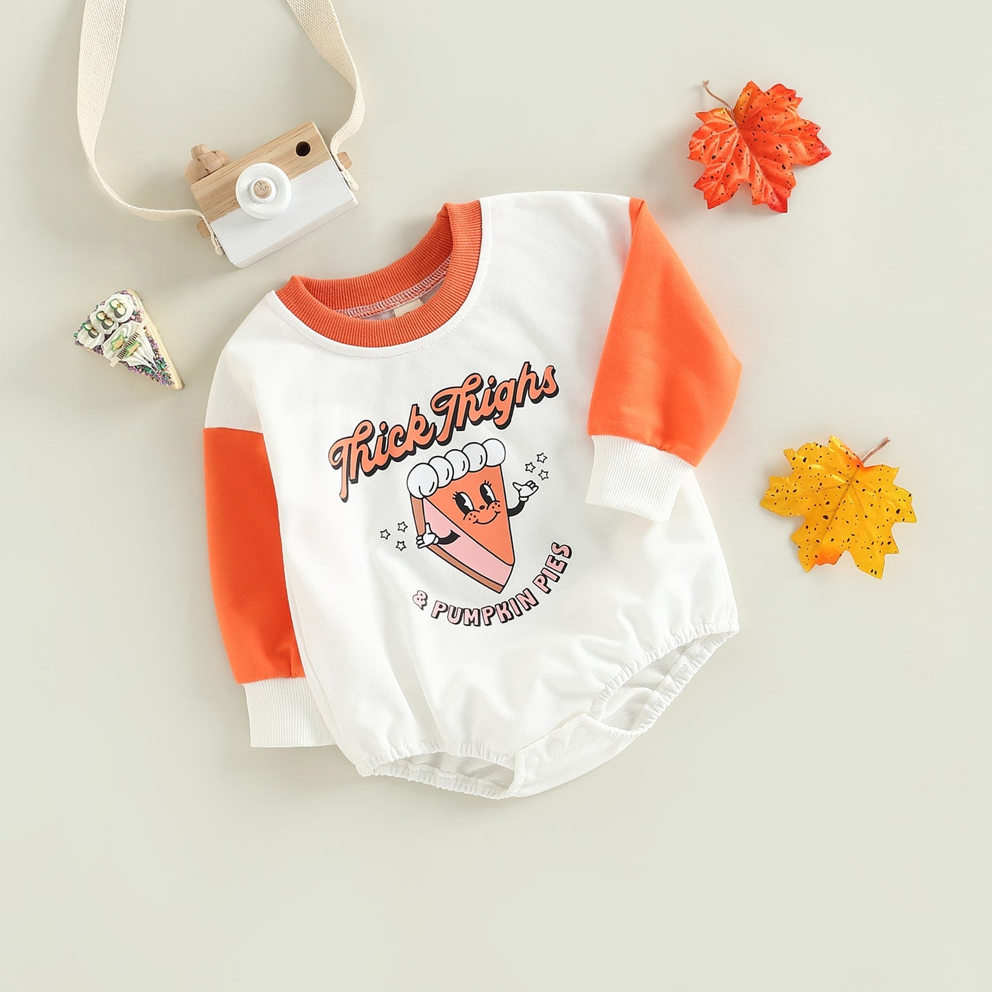 2022-09-06 Lioraitiin 0-24M Baby Girls Boys Thankgiving Bodysuit Infant Cartoon Cake Letter Print Long Sleeve Jumpsuits