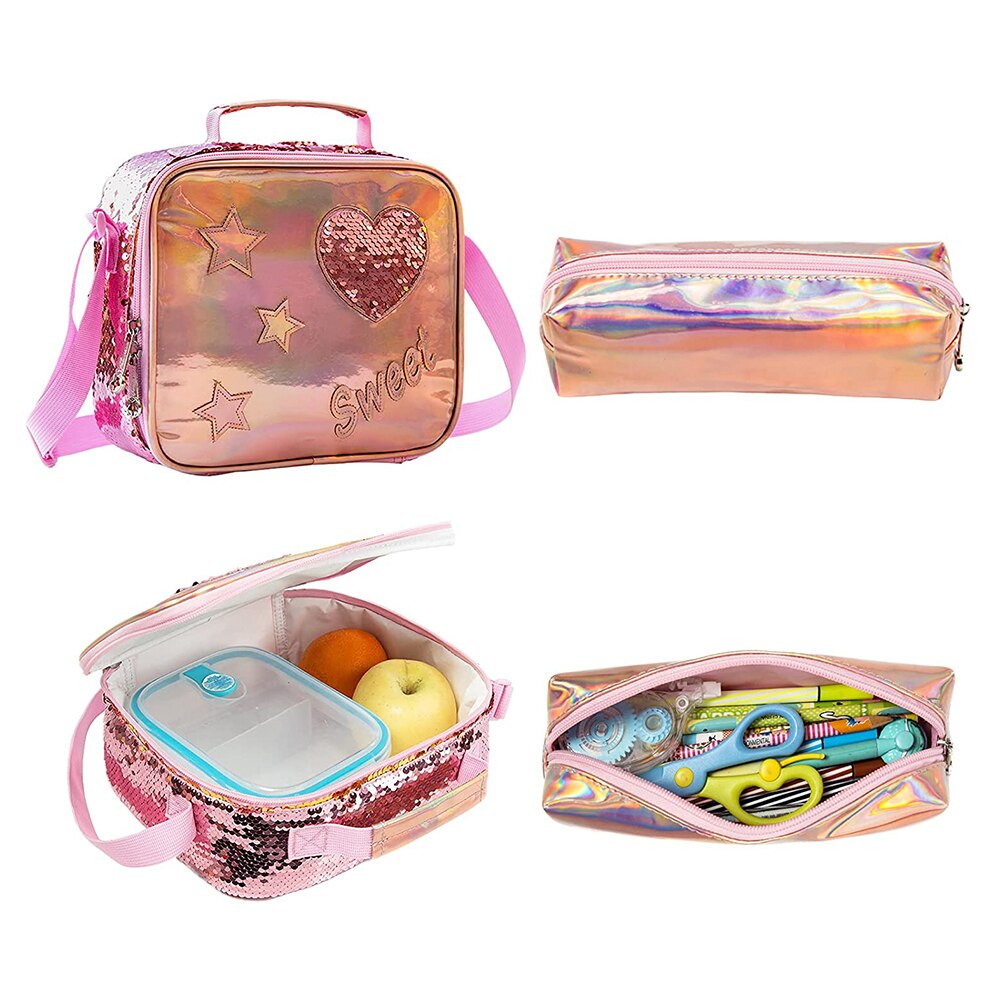 School Bags for Girls School Backpack 13&quot; 16&quot; Champagne Sequins  School Supplies for Girls Backpacks for School Teenagers Girls