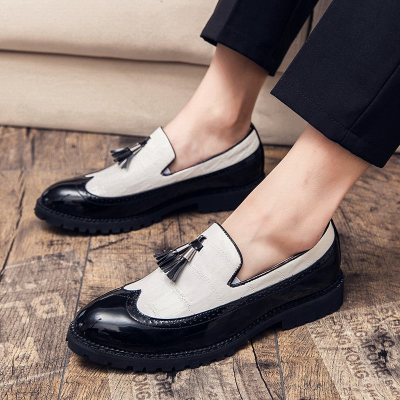 New Casual Loafers Men Leather Shoes, Fashion Wedding Party Shoes, Luxury Men Designer Business Flats Shoes Plus Size 38-47