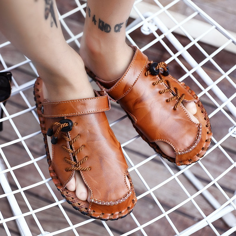 2022 New Summer Fashion Men Sandals Breathable Fishing Walking Trekking Beach Leather Leisure Casual Comfortable Outdoor Light