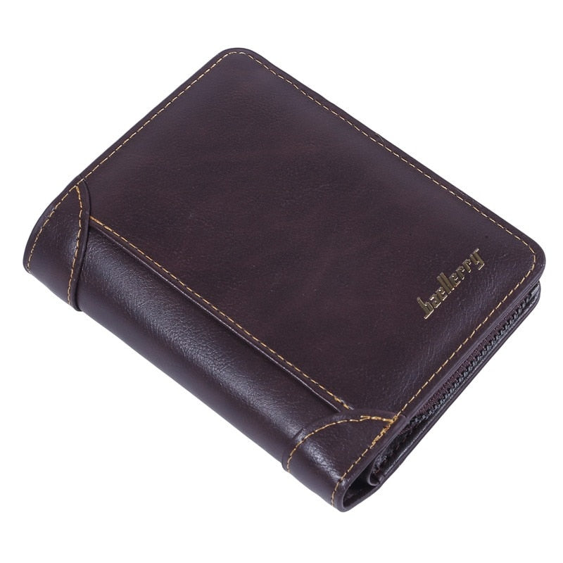 Men Wallet Genuine Leather Trifold Wallet Vintage Thin Short Multi Function ID Credit Card Holder Male Purse Money Small bag