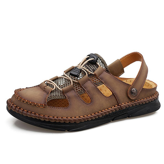 Fashion Men&#39;s Sandals Summer Genuine Leather Men Beach Sandals Comfortable Men Gladiator Sandals Simple Design Mens Style Shoes