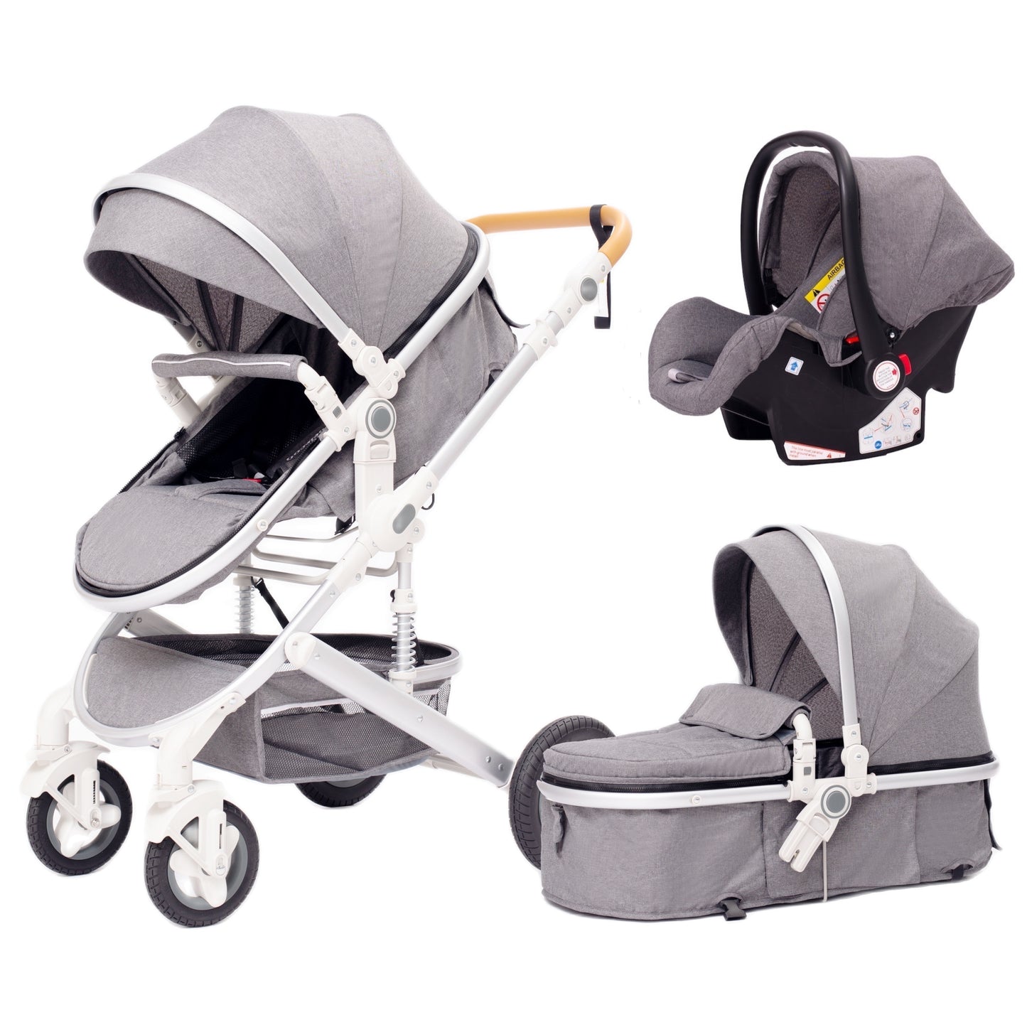 High Landscape Baby Stroller 3 in 1 With Car Seat Pink Stroller Luxury Travel Pram Car seat and Stroller Baby Carrier Pushchair