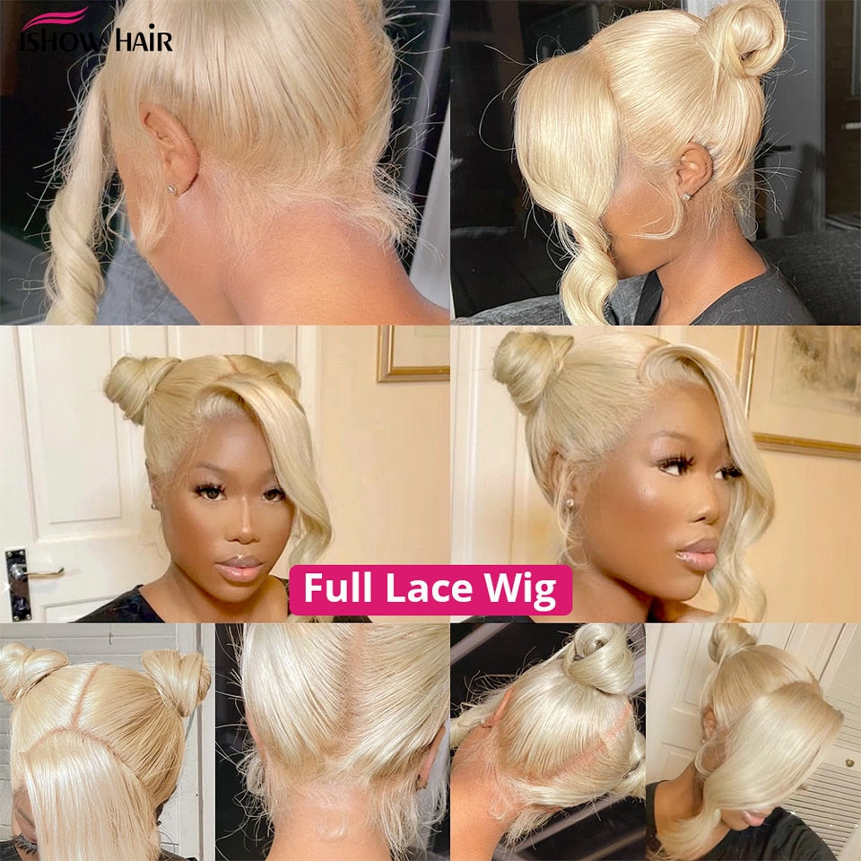 613 Blonde Full Lace Human Hair Wigs Body Wave Blonde Lace Front Wig Human Hair 30 inch 13x6 HD Transparent Lace Frontal Wig