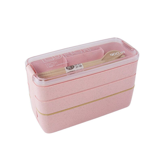 Kitchen Microwave Lunch Box Wheat Straw Healthy Material 3 Layer Japanese Bento Box Food Container Kids School Office Dinnerware