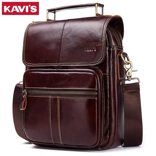 KAVIS NEW Genuine Leather Men's Crossbody Bag Male Business Shoulder Bag for Men High Quality Messenger Bag for 9.7" Ipad Bolsas