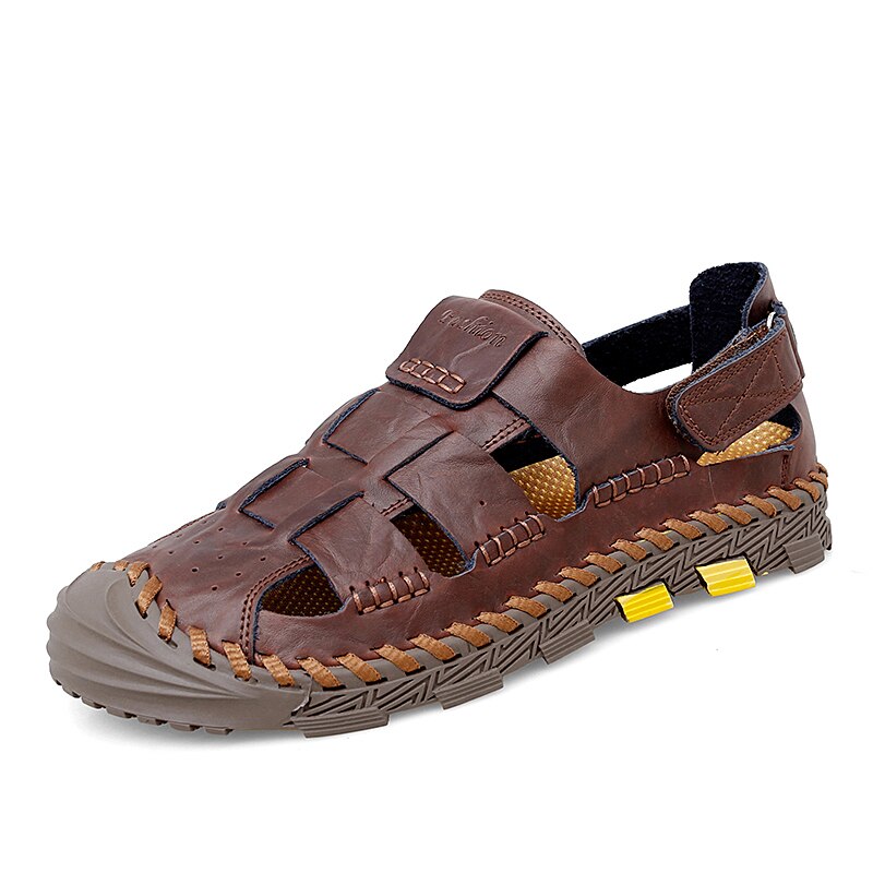 New Men&#39;s Leather Sandals 2023 Hot Sale Summer Business Casual Shoes Outdoor Beach Wading Slippers Men&#39;s Shoes Big Size 38-48