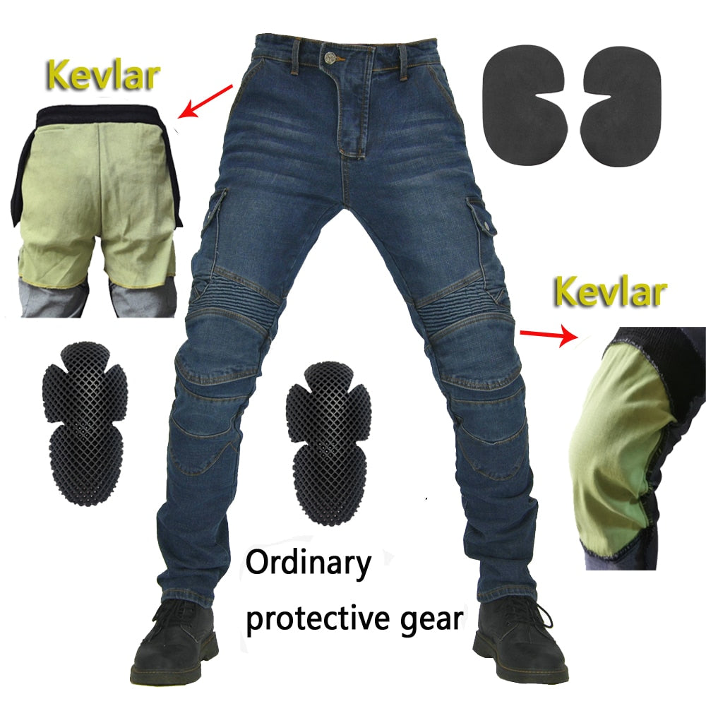 Kevlar Motorcycle Pants Moto Protection Motocross Jeans Rodilleras Moto Jeans Men Motocross Pants Four Seasons Breathable XS 5XL