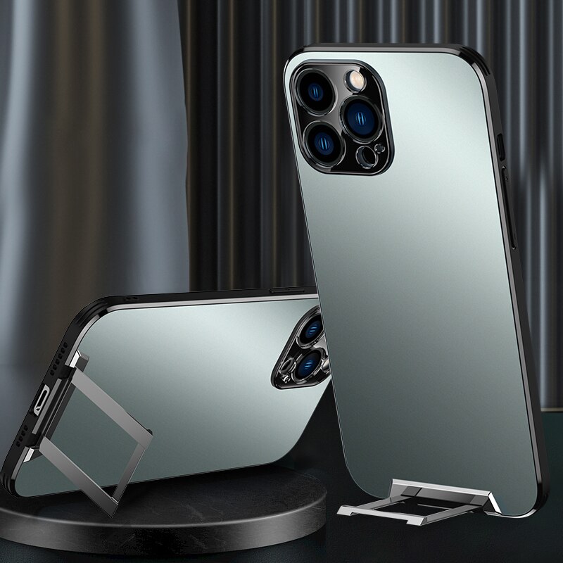 For iPhone 14 Pro Max Phone Case Metal Invisible Bracket Stand Back Cover For iPhone 13 Pro Max 14 Plus Magsafe Magnetic Case