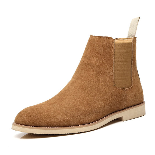 Chelsea Boots Men Handmade Business Black Red Slip on Flock Pu Cowboy Boots Sapato Masculino Free Shipping Men Boots