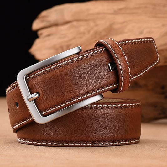 Fashion Men Belts Genuine Leather Luxury Designer Brown Vintage Waist Belt For Jeans Cinturon Cowboy Hombre Dropshipping