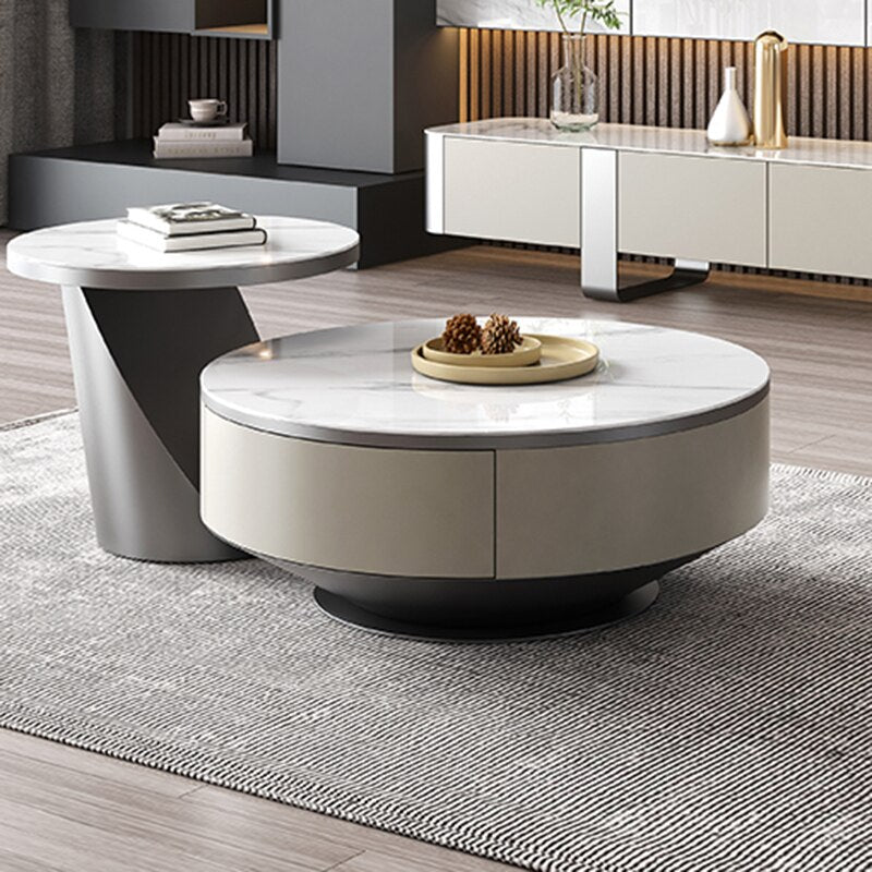 Nordic Luxury Coffee Tables Living Room Metal Low Minimalist Side Table Set Of Round Stainless Steel Table Basse Home Furniture