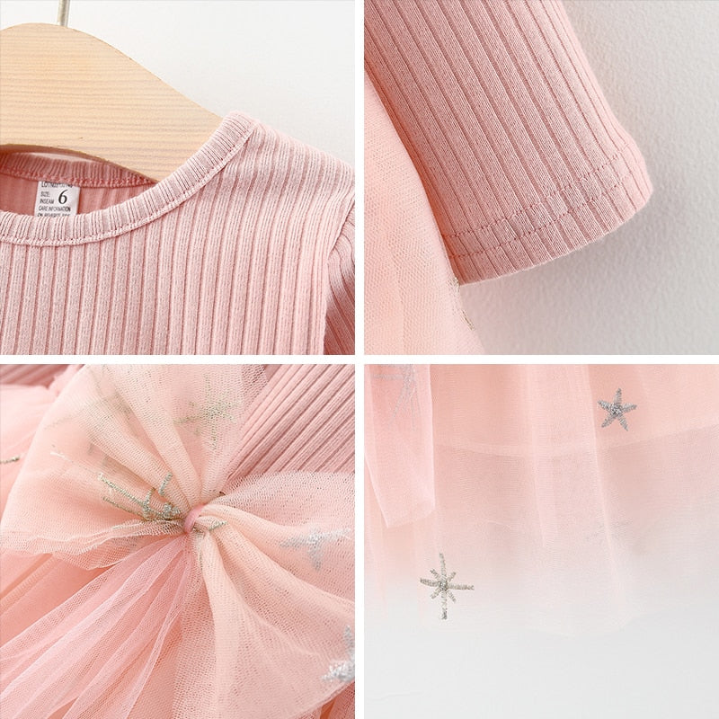 Menoea Infant dress Autumn 2022 Baby Girl Clothes Newborn Kids Long Sleeve Dresses Children Girl Cartoon Bear Pattern Cute Dress