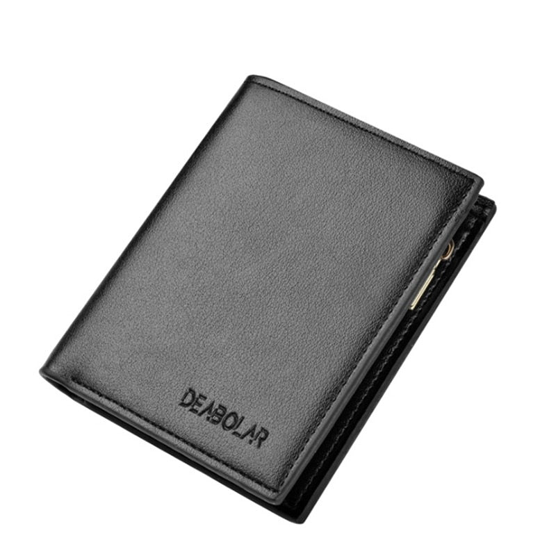 Men Wallet Genuine Leather Trifold Wallet Vintage Thin Short Multi Function ID Credit Card Holder Male Purse Money Small bag