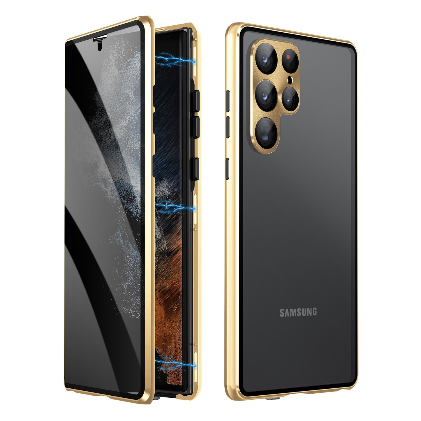Metal Magnetic for Samsung Galaxy S23 Ultra Case with 360° Fully sealed Privacy screen glass HD Camera protection cover