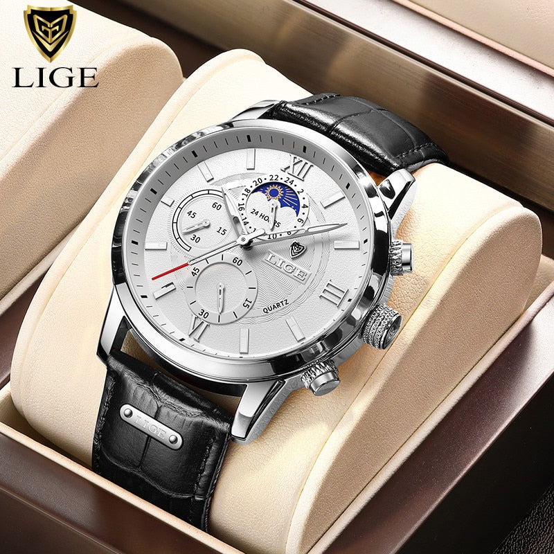 2023 LIGE Business Gold Watch For Men Luxury Original Waterproof Stainless Steel Golden Male Wristwatches Relogio Masculino 2022