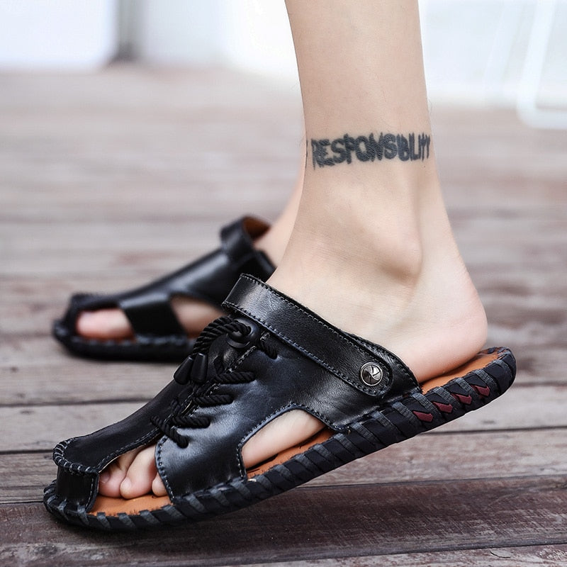 2022 New Summer Fashion Men Sandals Breathable Fishing Walking Trekking Beach Leather Leisure Casual Comfortable Outdoor Light