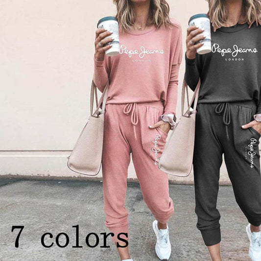 High Quality Women&#39;s Tracksuit Casual Daily Sports Home Wear Woman Shrink Sleeves Sweatshirt +Sweatpants Two-piece Suit(7colors)