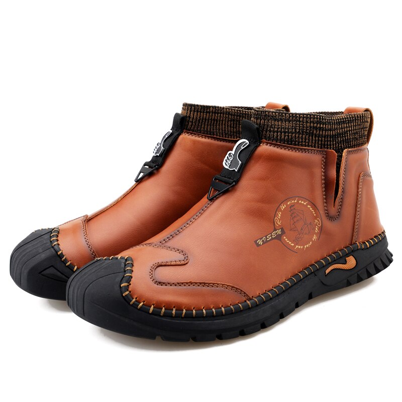 New Men Leather Winter Fashion High Quality Handmade Fur Plush Homme Classic Moccasins Shoes Warm Designer Shoes Motorcycle Soft