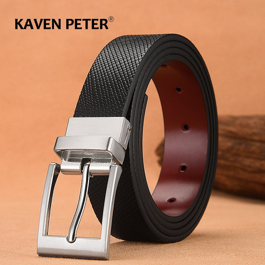 Male Leather Belts For Men Designer Reversible Buckle Classic Unisex Female Waist Belt Jeans High Quality 3.0 CM Black Strap