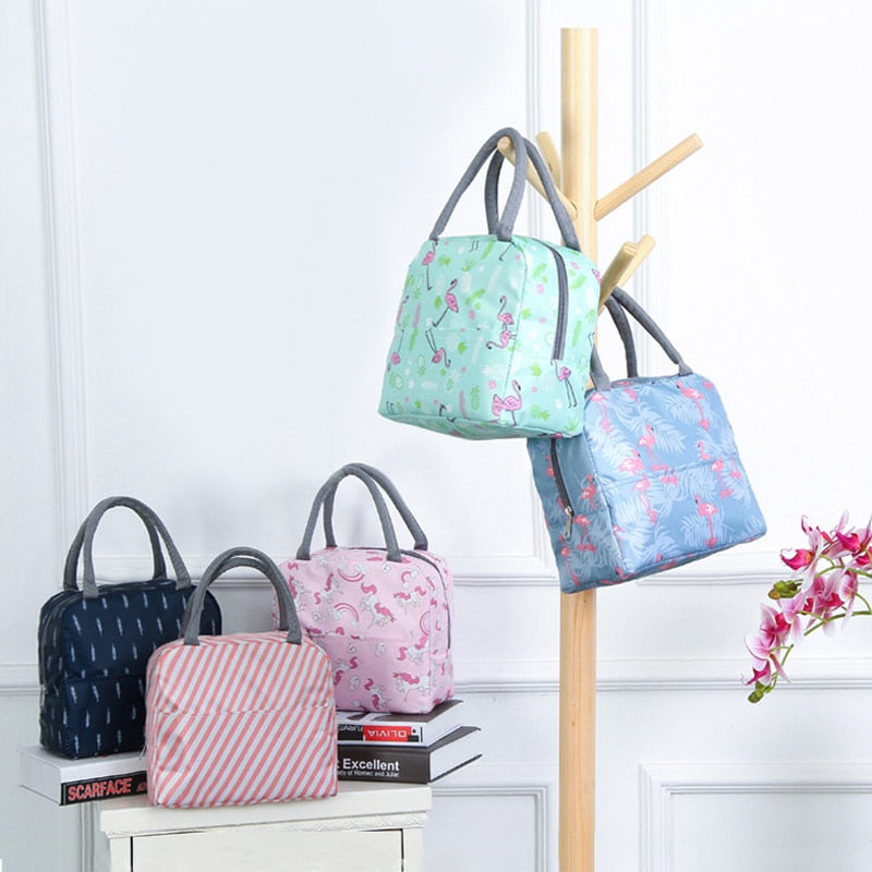 New Portable Lunch Bag Portable Insulated Canvas Lunch Bag Ladies Kids Breakfast Storage Bag Food Cooling Insulation Container