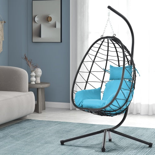 Egg Chair with Stand Indoor Outdoor Swing Chair Patio Wicker Hanging Egg Chair Hanging Basket Chair Hammock Chair