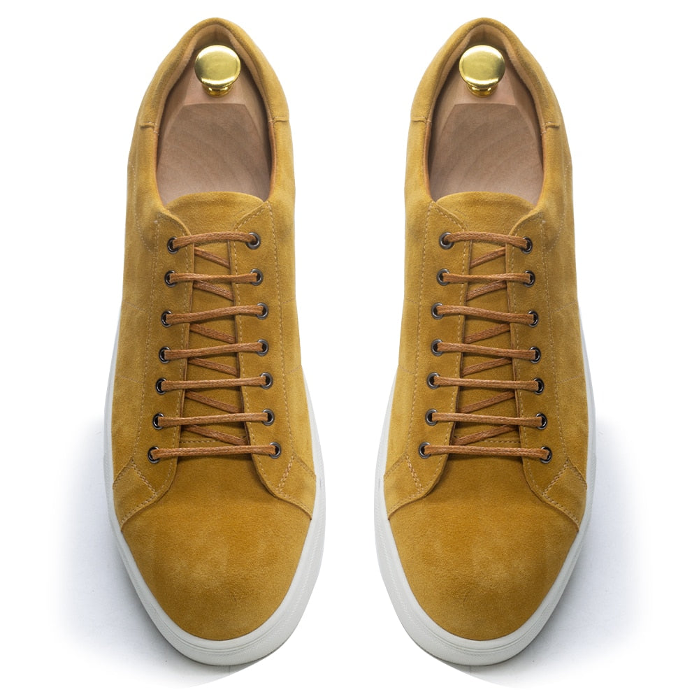 Classic Fashion Men&#39;s Flat Derby Casual Shoes Cow Suede Leather Daily Commuting Lace-Up Soft Sole Nubuck Sneakers for Men