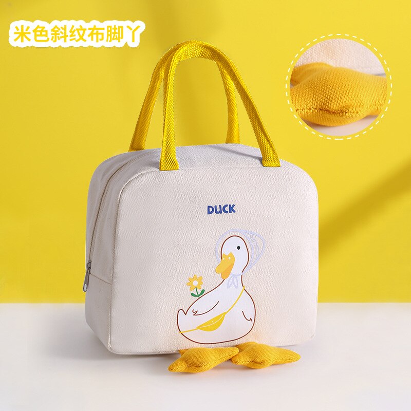 Portable Lunch Bags  For Kids Handigs Thermel Insulatad Camvas Tite Pouch  Scholl Bento  Picnic Food Storege Conteiners Kitchen