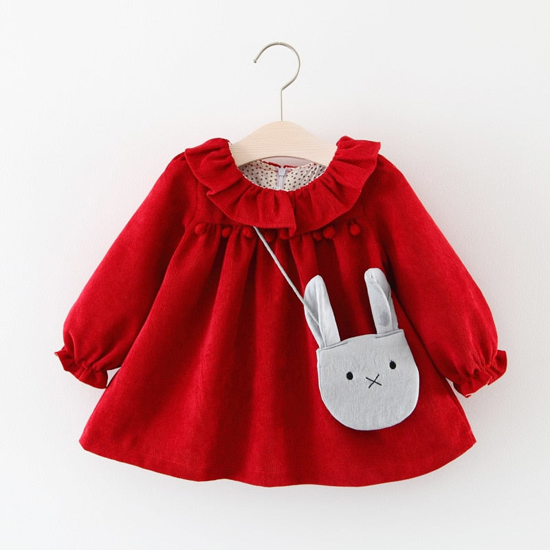 Menoea Infant dress Autumn 2022 Baby Girl Clothes Newborn Kids Long Sleeve Dresses Children Girl Cartoon Bear Pattern Cute Dress
