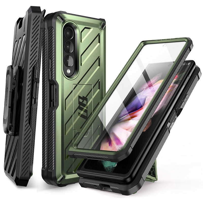 For Samsung Galaxy Z Fold 3 Case 5G (2021) SUPCASE UB Rugged Belt Clip Shockproof Protective Case with Built-in Screen Protector