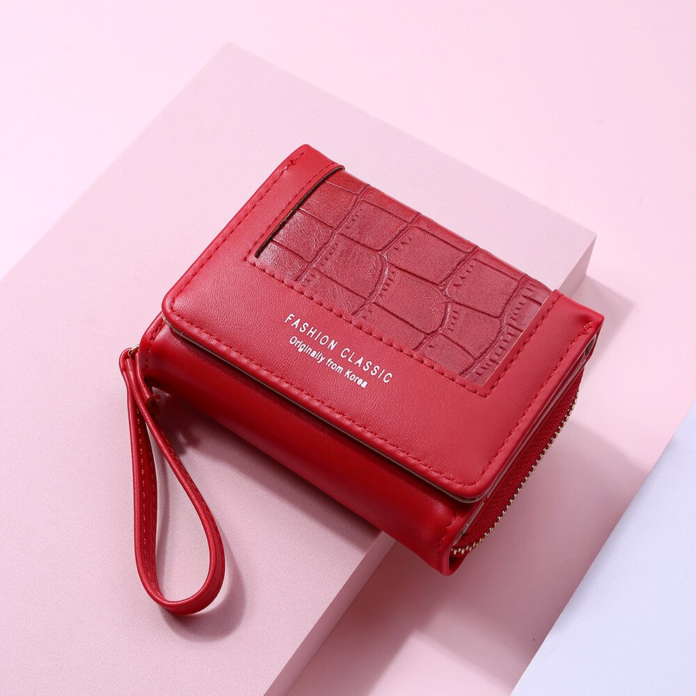 Fashion Square Plaid Women&#39;s Short Wallet Large Capacity Multi-card Zipper Bags for Women 2022 Trendy Texture 3 Fold Coin Purse
