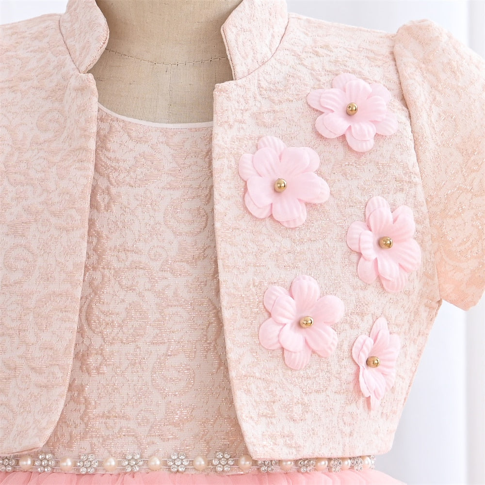 Yoliyolei 3pcs/set Bag Baby Dresses for Girls Christmas Toddler Kids Elegant Princess Jacquard Gown Children Party Dresses
