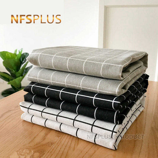 Plaid Table Cloth Rectangular Tablecloth Dinning Wedding Cotton Linen Black Grey White Home Party Decorative Table Cover Mat