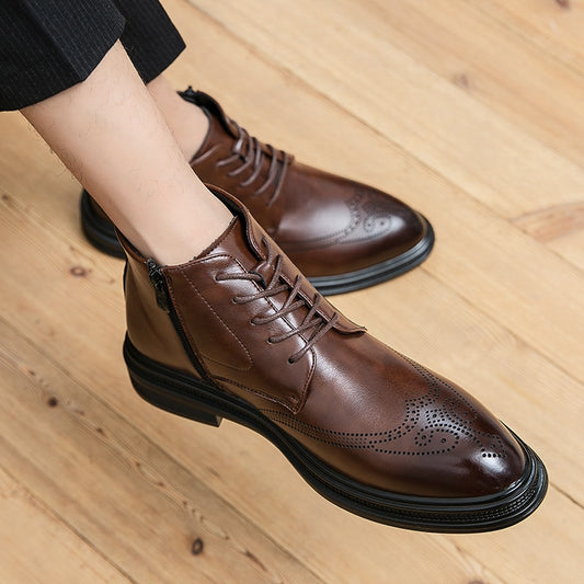 Leather Shoes Men Boots Winter Formal Leather Oxfords Boots Shoes Dress Business Boots Men Chelsea Autumn ankle boots men