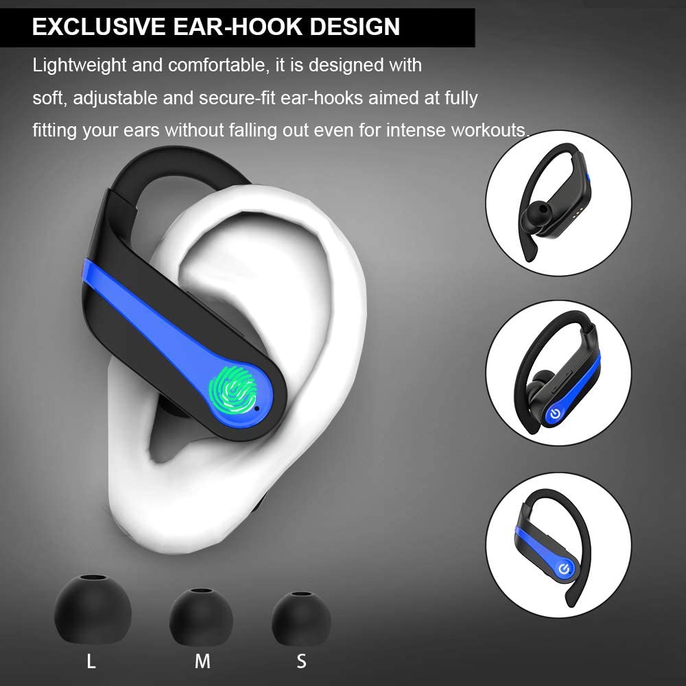 TWS Bluetooth 5.1 Earhook Earphone Sports LED Headsets Headphone Wireless Earbuds Noise Reduction With Microphone For HiFi Music