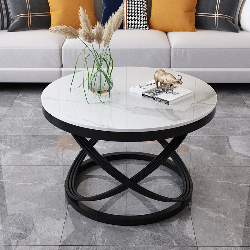 Round Organizer Coffee Table Marble Top Nordic Fashionable Work Gold Coffee Table Tea Game Design Muebles De La Sala Furniture