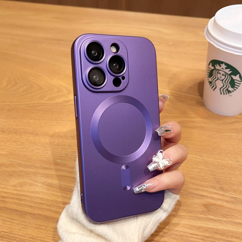 Luxury For Magsafe Magnetic Wireless Charging Matte Case for iPhone 14 13 12 11 Pro Max Plus Silicone Lens Shockproof Cover