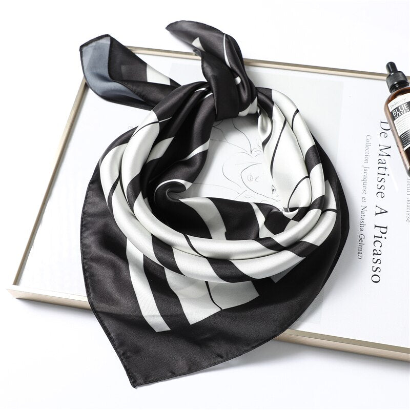 Design Silk Feeling Square Scarf Women Luxury 70cm Shawl Wraps Female Hair Hand  Wrist Foulard Headkerchief Hijab Bandana New