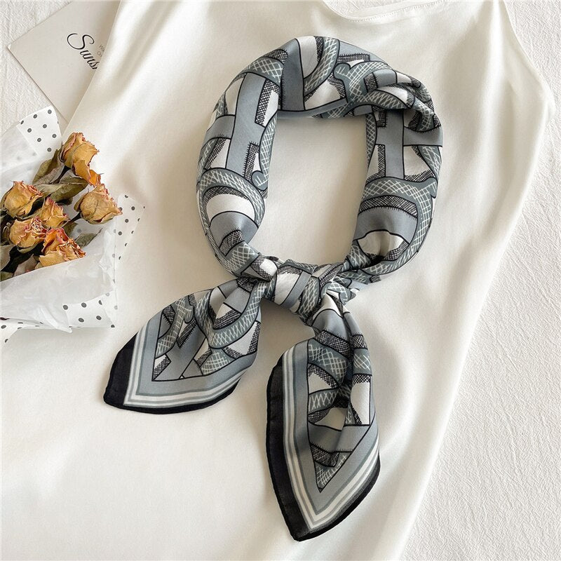 Design Silk Feeling Square Scarf Women Luxury 70cm Shawl Wraps Female Hair Hand  Wrist Foulard Headkerchief Hijab Bandana New