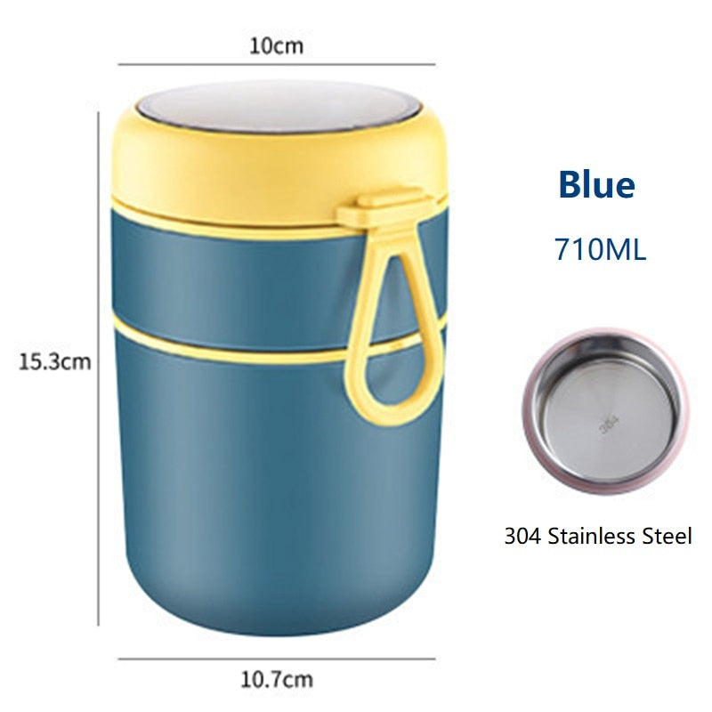 710ML Lunch Box 304 Stainless Steel Insulated Soup Cup With Spoon Food Thermal Jar Insulated Soup Thermos Container for Children