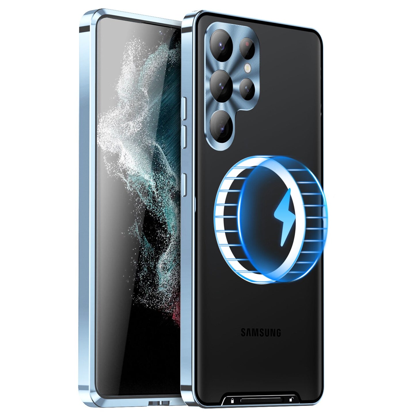 For Samsung Galaxy S23 S22 S21 Note 20 10 Ultra Magnetic Magsafe Case Metal Alloy Glass Frosted Protective ultra-thin back cover