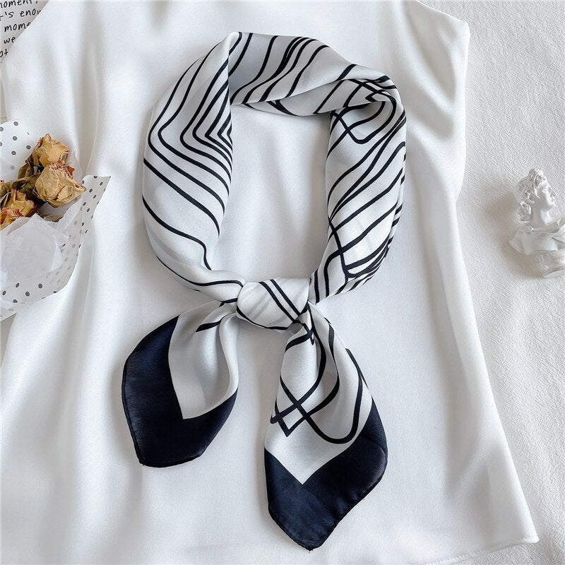 Design Silk Feeling Square Scarf Women Luxury 70cm Shawl Wraps Female Hair Hand  Wrist Foulard Headkerchief Hijab Bandana New